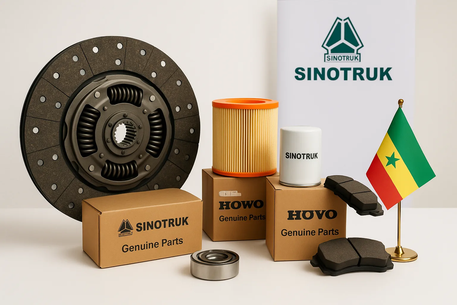 Genuine SINOTRUK HOWO parts in Senegal for Dakar port logistics, Dakar-Bamako corridor trucks, Sangomar offshore oil support, phosphate and gold mining support vehicles, groundnut transport, fisheries cold chain, and mixed spare parts orders from China