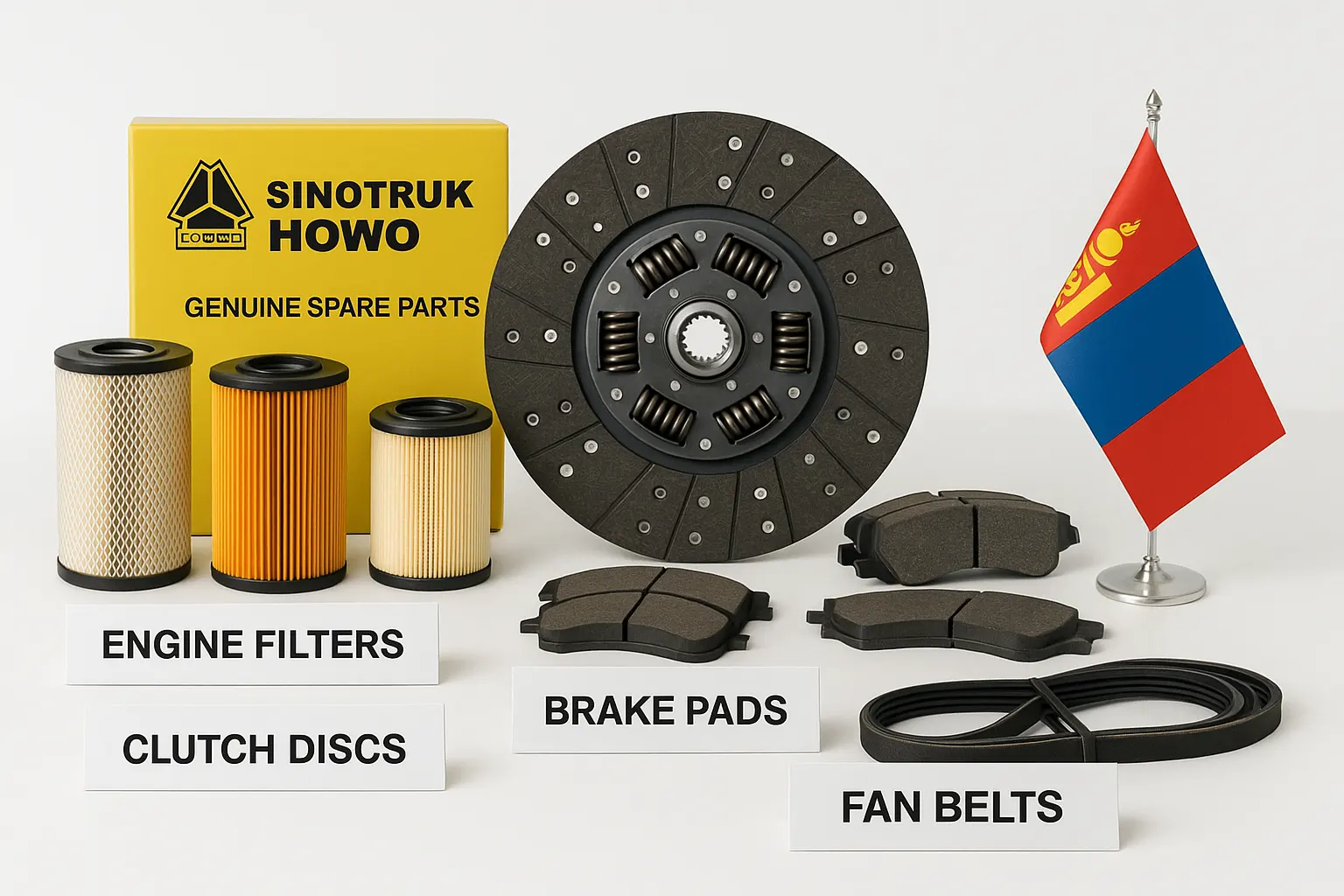SINOTRUK HOWO filters, clutch disc, brake pads and belts for Mongolia buyers