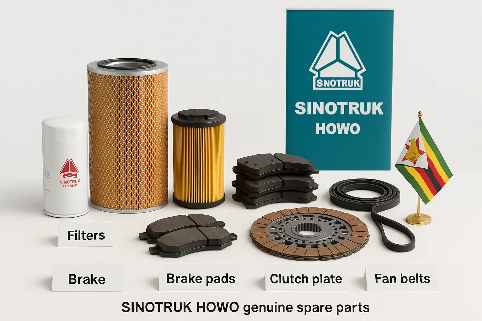 SINOTRUK HOWO truck parts in Zimbabwe for mining fleets, agriculture transport, Harare repair workshops, Bulawayo industrial trucks, Beitbridge corridor vehicles, and mixed spare parts orders from China