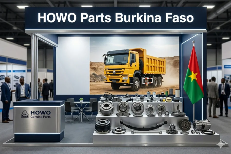 HOWO truck spare parts in Burkina Faso exhibition booth for mining support construction transport inland logistics dealers and repair workshops